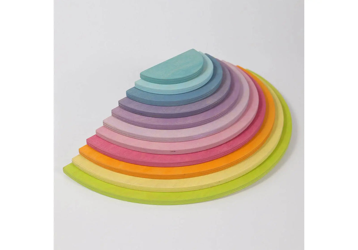 Demi-cercles en bois pastel Grimm's, puzzle géant au sol pour apprendre et s'amuser