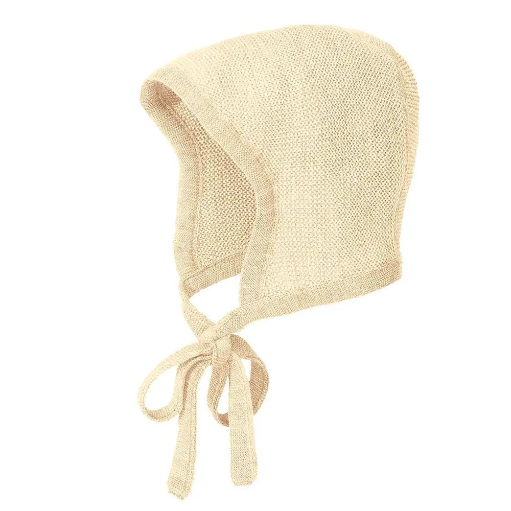 Bonnet pour bébé en laine mérinos Disana - Naturel