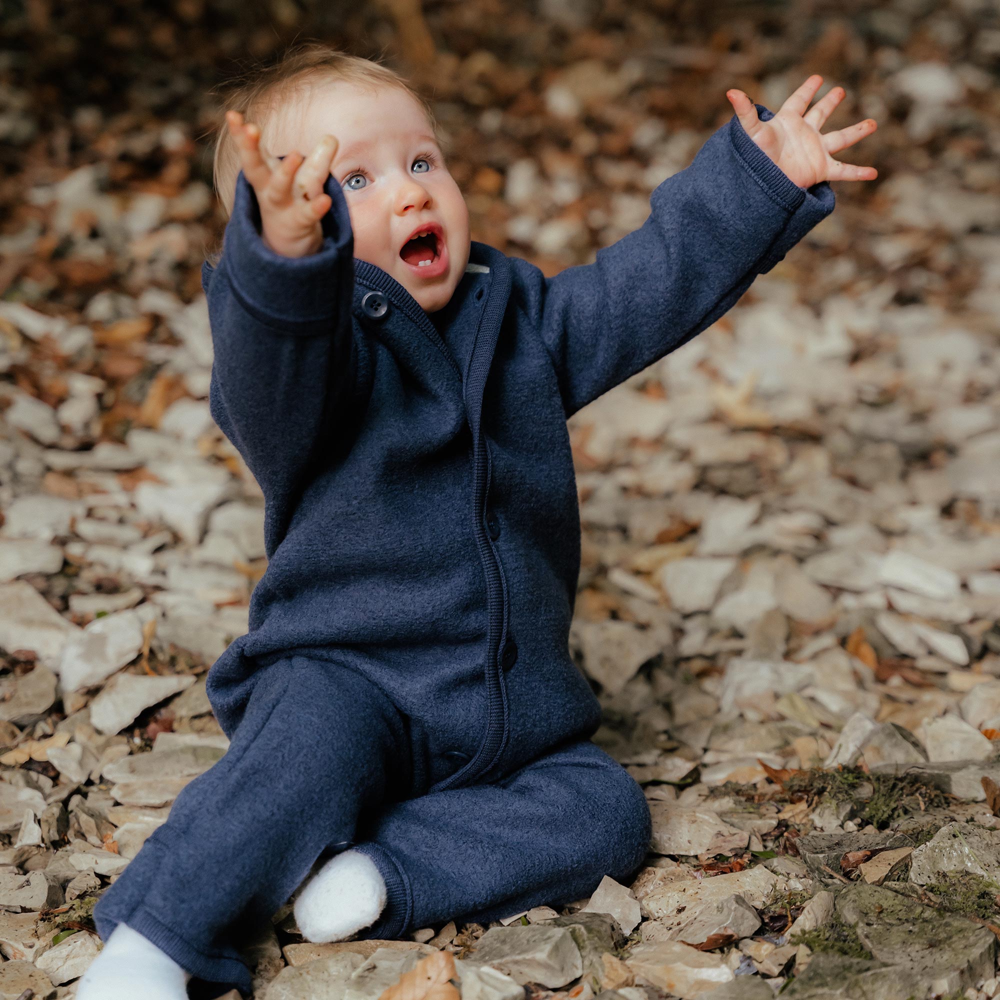 Combinaison bébé en laine bouillie Disana - Indigo