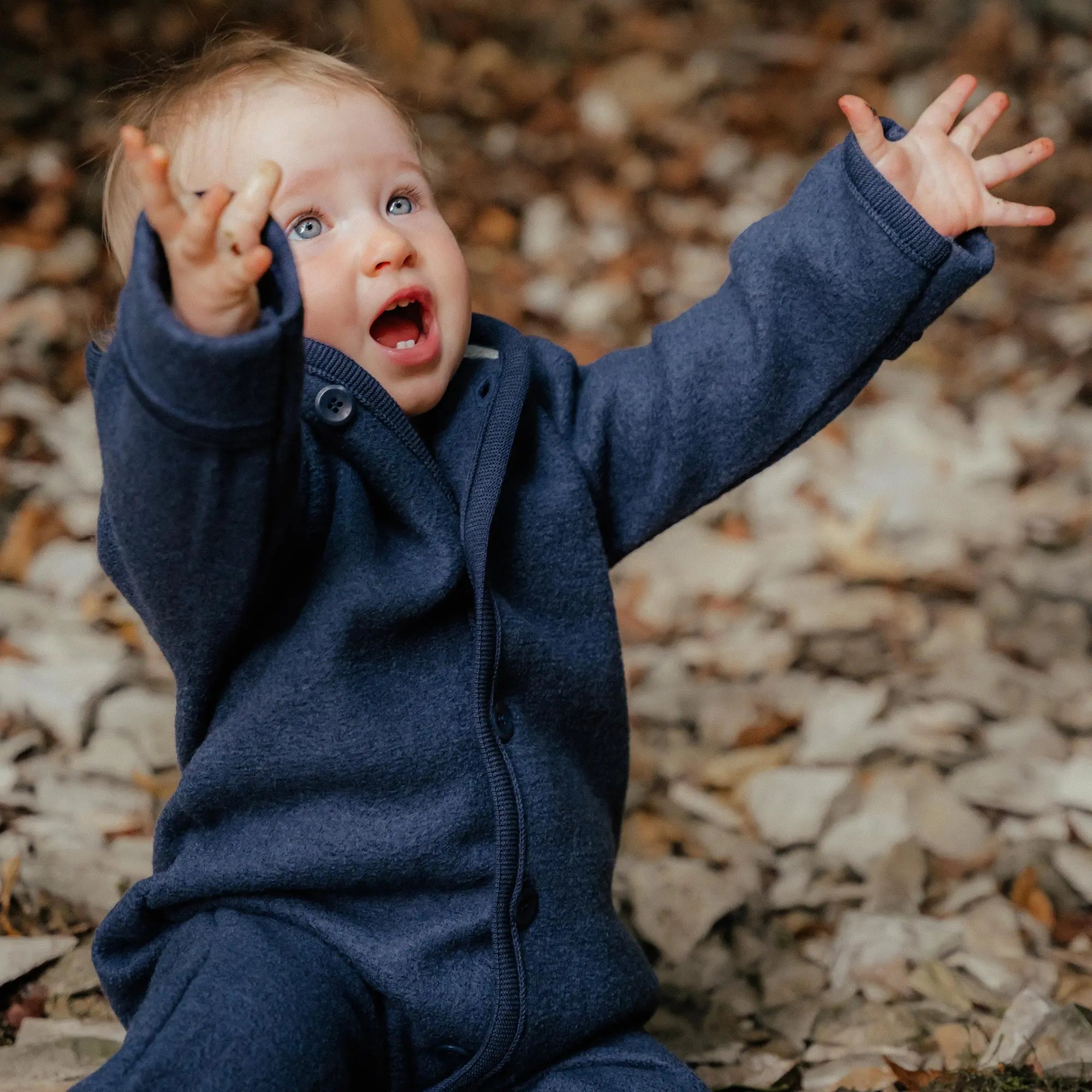 Combinaison bébé en laine bouillie Disana - Indigo