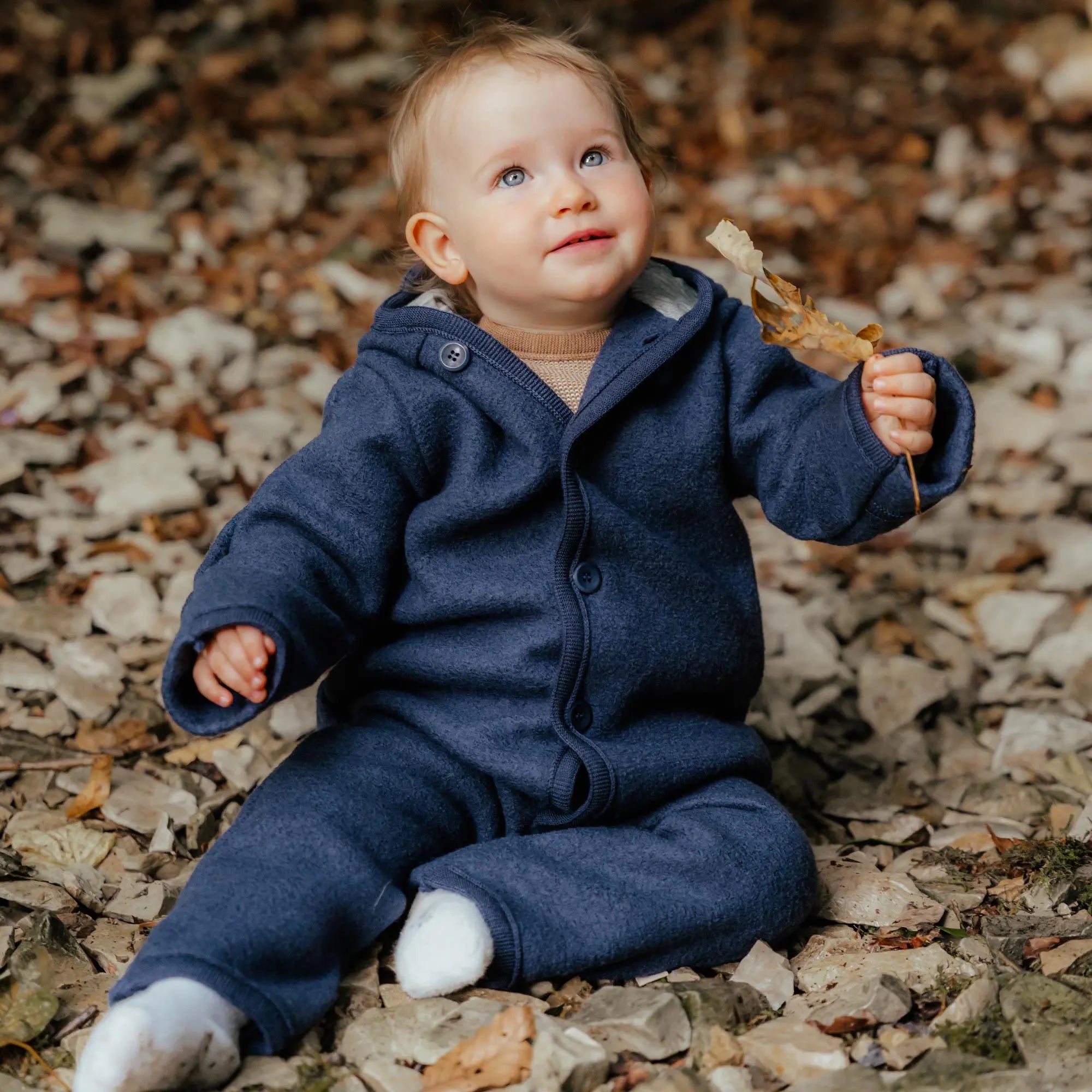 Combinaison bébé en laine bouillie Disana - Indigo