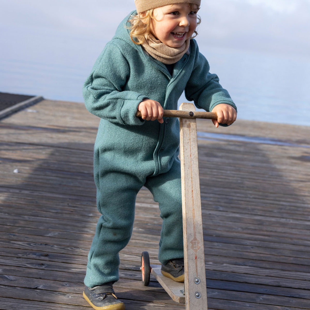 Combinaison bébé en laine bouillie Disana - Aubergine