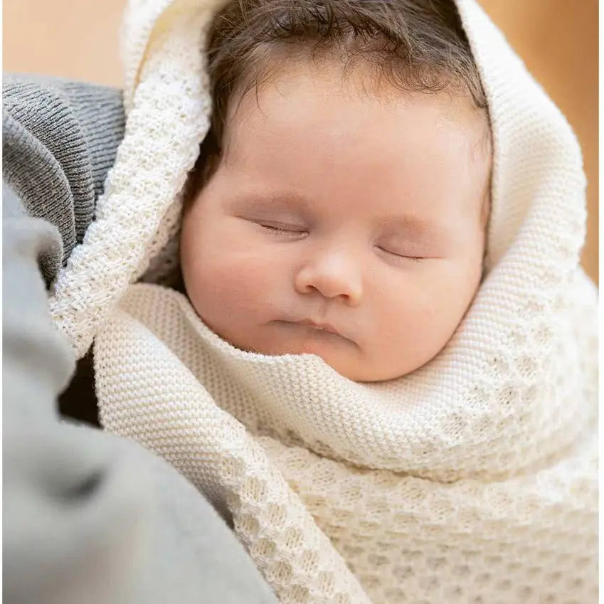 Couverture bébé nid d'abeilles en laine Disana - Naturel - Lilinappy