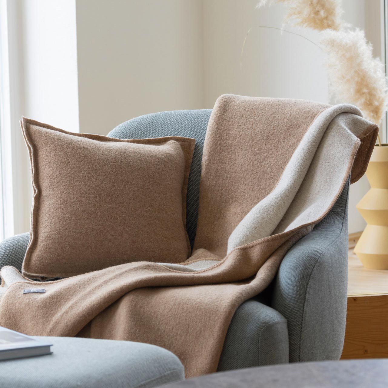 Couverture en laine bouillie bio double face Disana