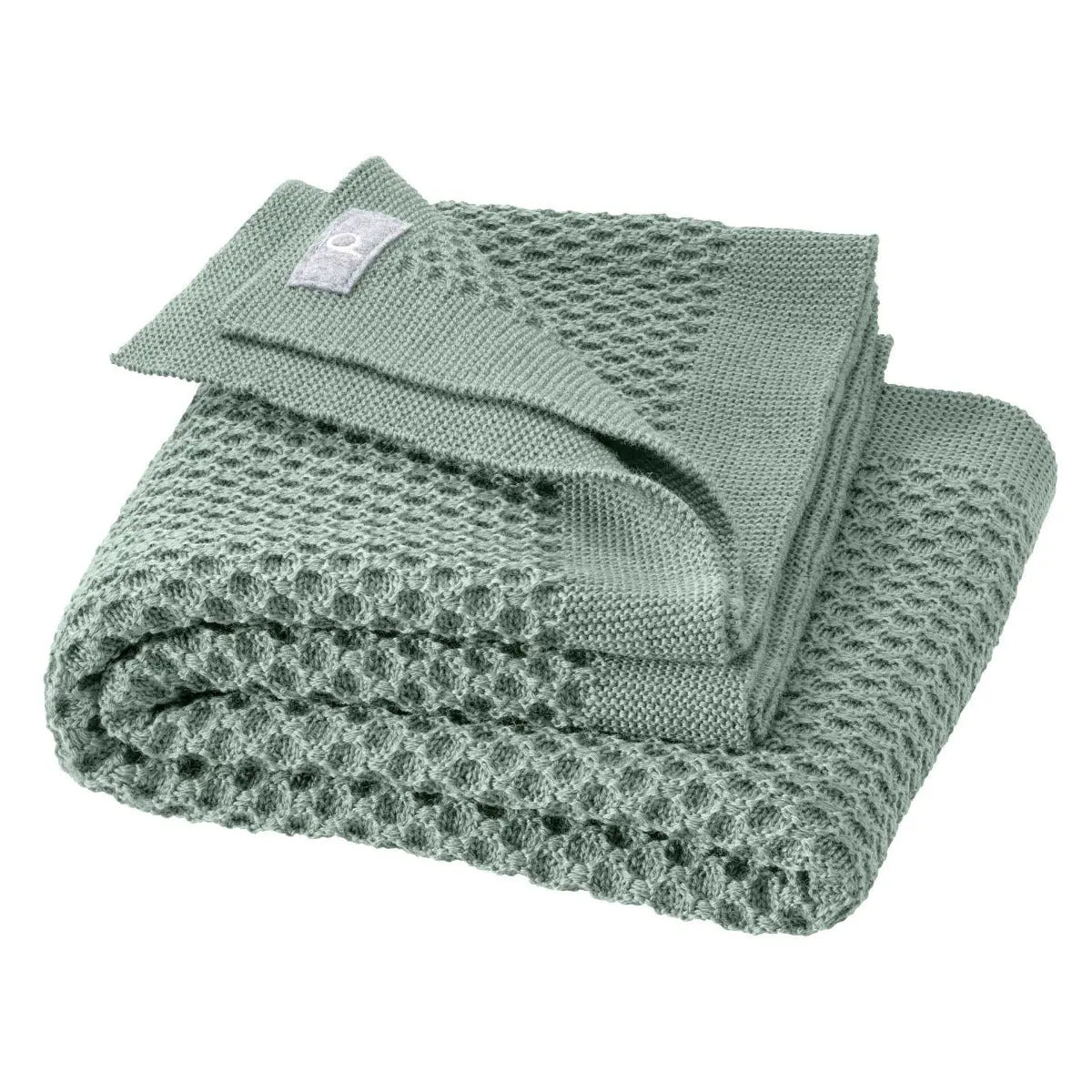 Grande couverture nid d’abeille en laine mérinos bio Disana – Jade