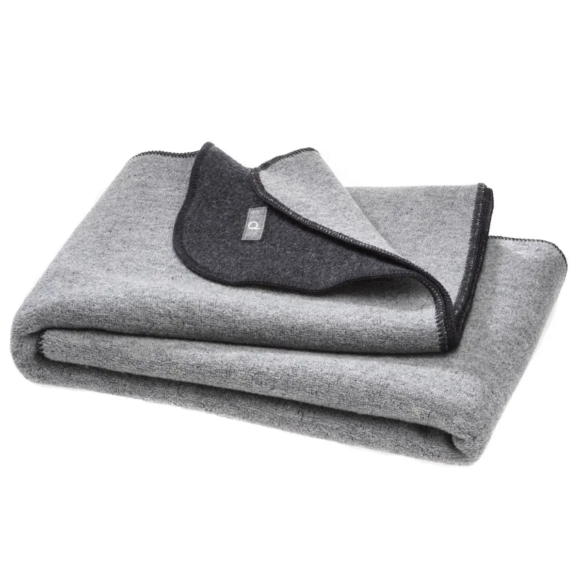 Couverture en laine bouillie double face Disana anthracite-gris