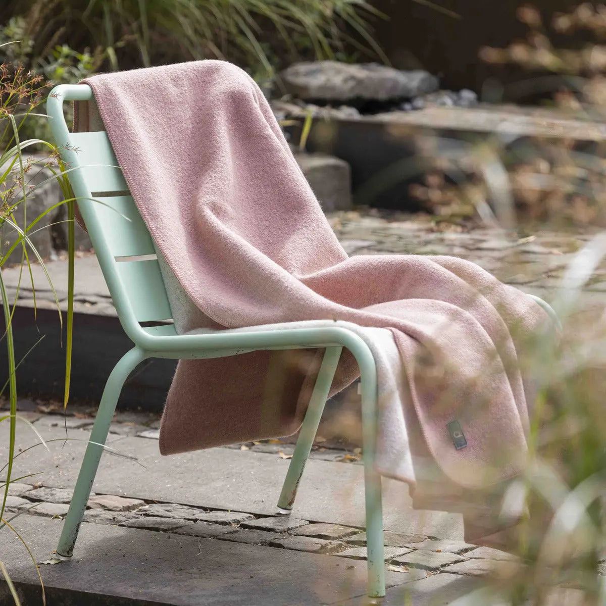 Couverture en laine bouillie double face Disana Gris-naturel