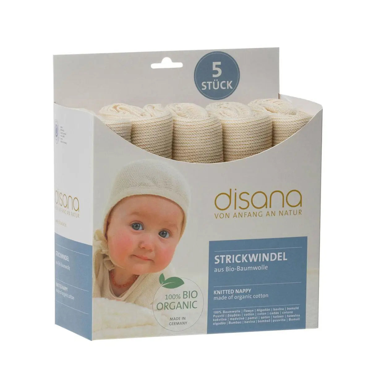 Lange tricoté à nouer en coton bio Disana - Lilinappy