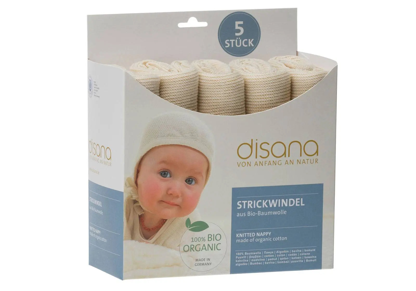 Lot de 5 langes tricotés à nouer Disana