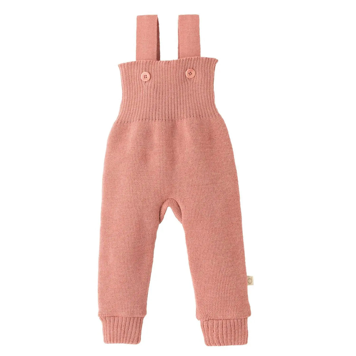 Pantalon à bretelles en laine merinos Disana - Soft pink
