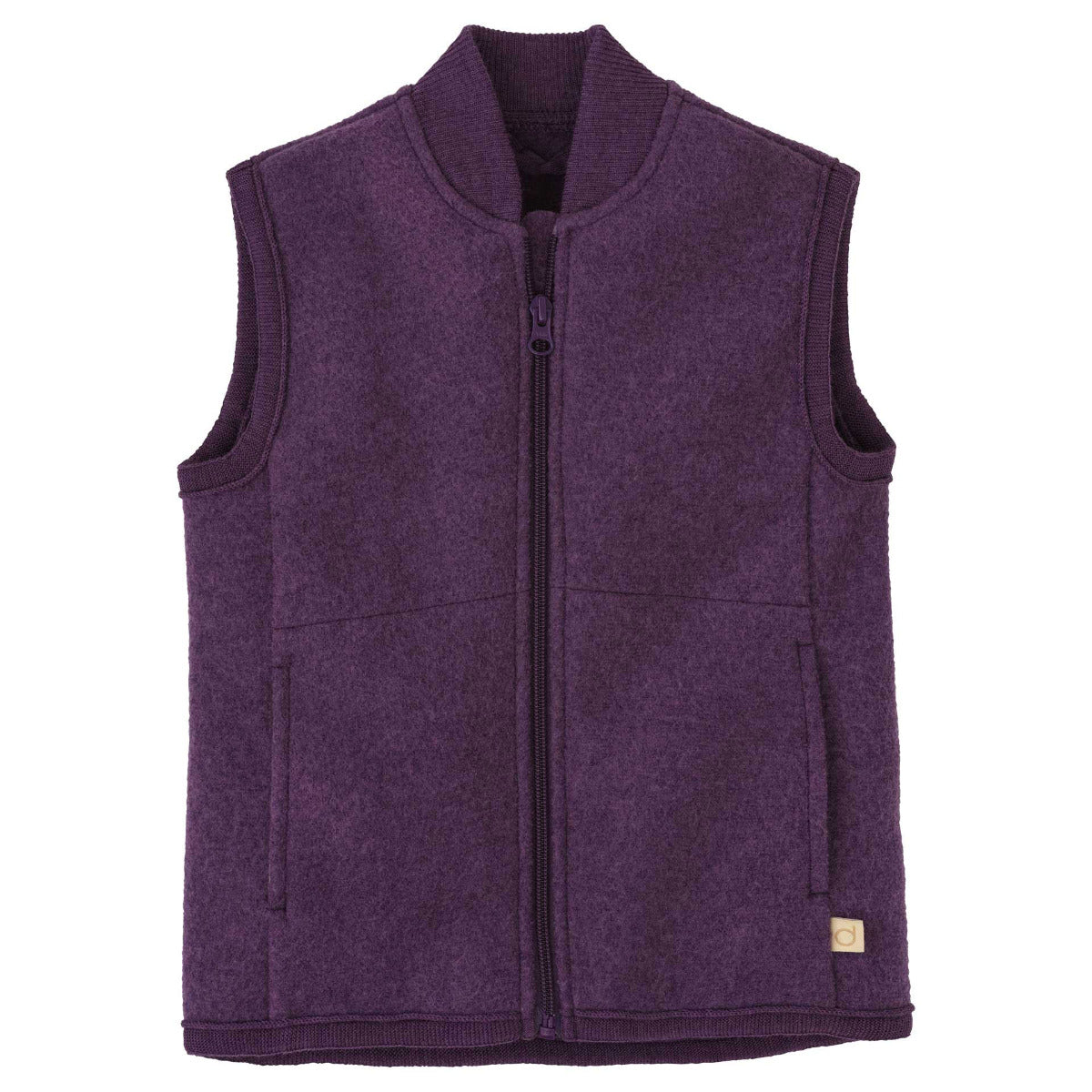 Veste sans manches en laine bouillie bio Disana – Aubergine