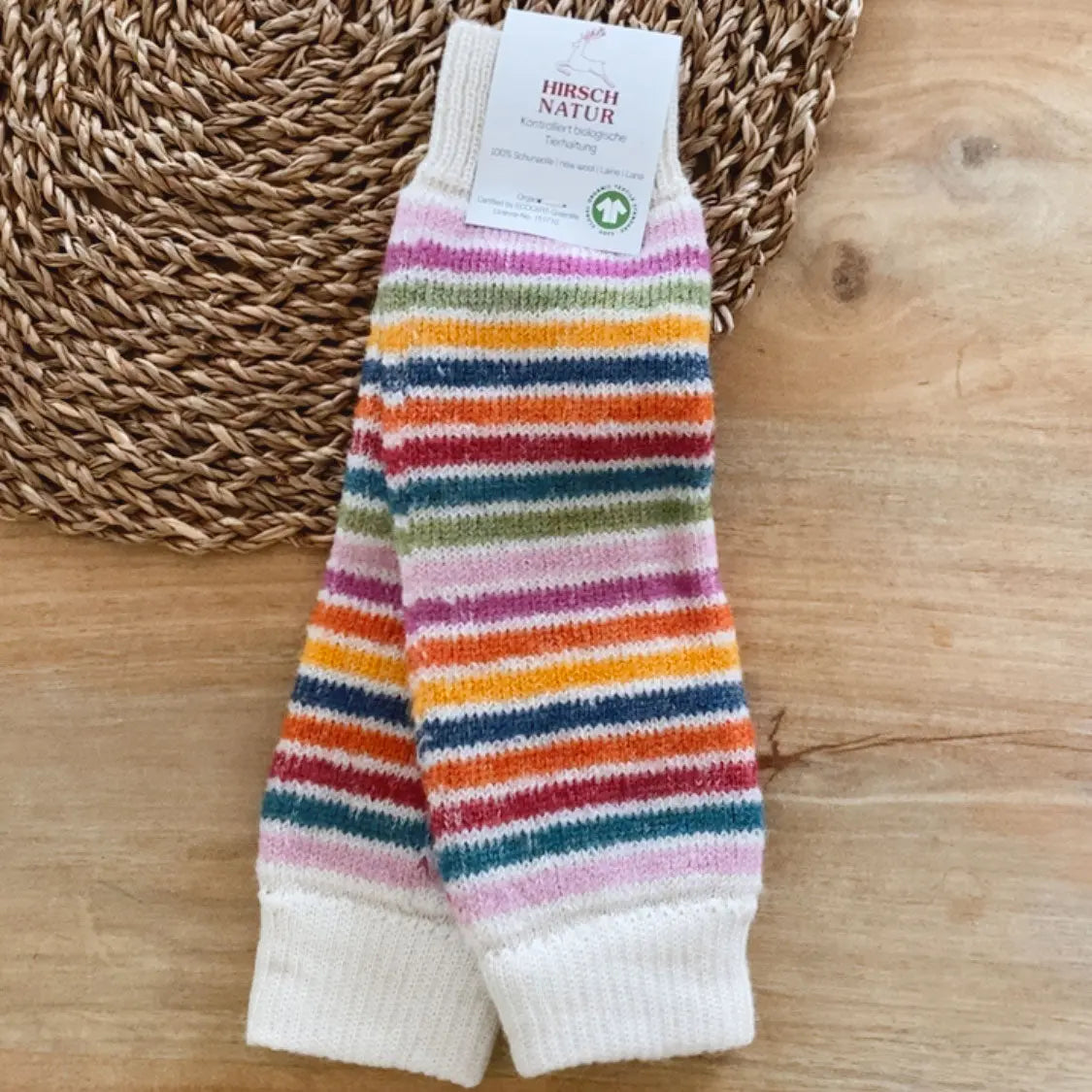 Jambières en laine vierge bio Hirsch Natur – Rainbow nature