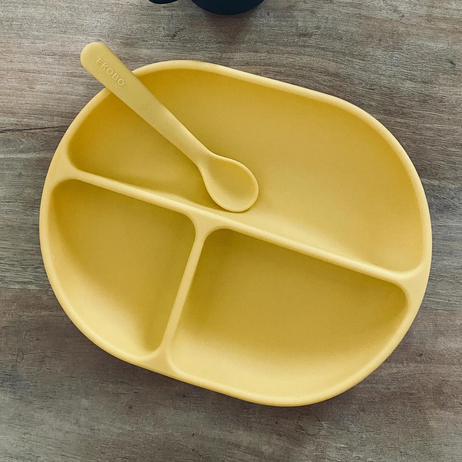 Assiette à compartiments à ventouse en silicone Ekobo - Mimosa - Lilinappy