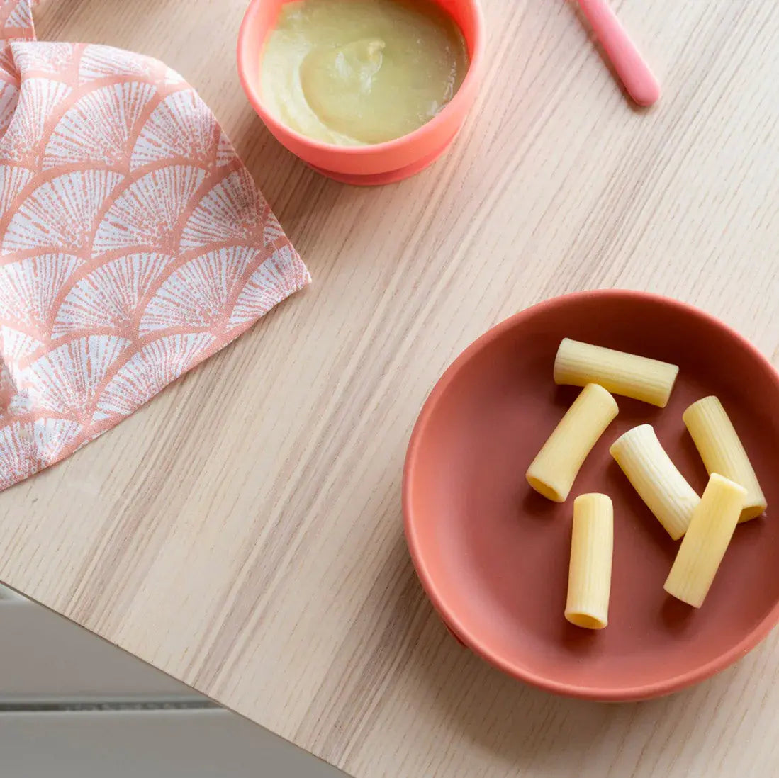 Set pour bébé en silicone Ekobo - corail - Lilinappy