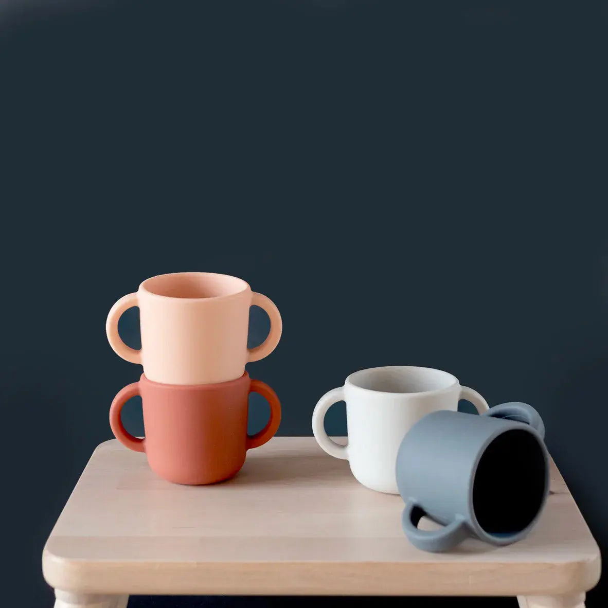 2 tasses à anses en silicone Ekobo - Blush/ Terracotta - Lilinappy