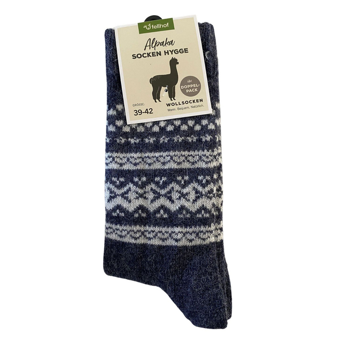 2 paires de chaussettes en laine/alpaga Adultes Fellhof - Bleu-gris