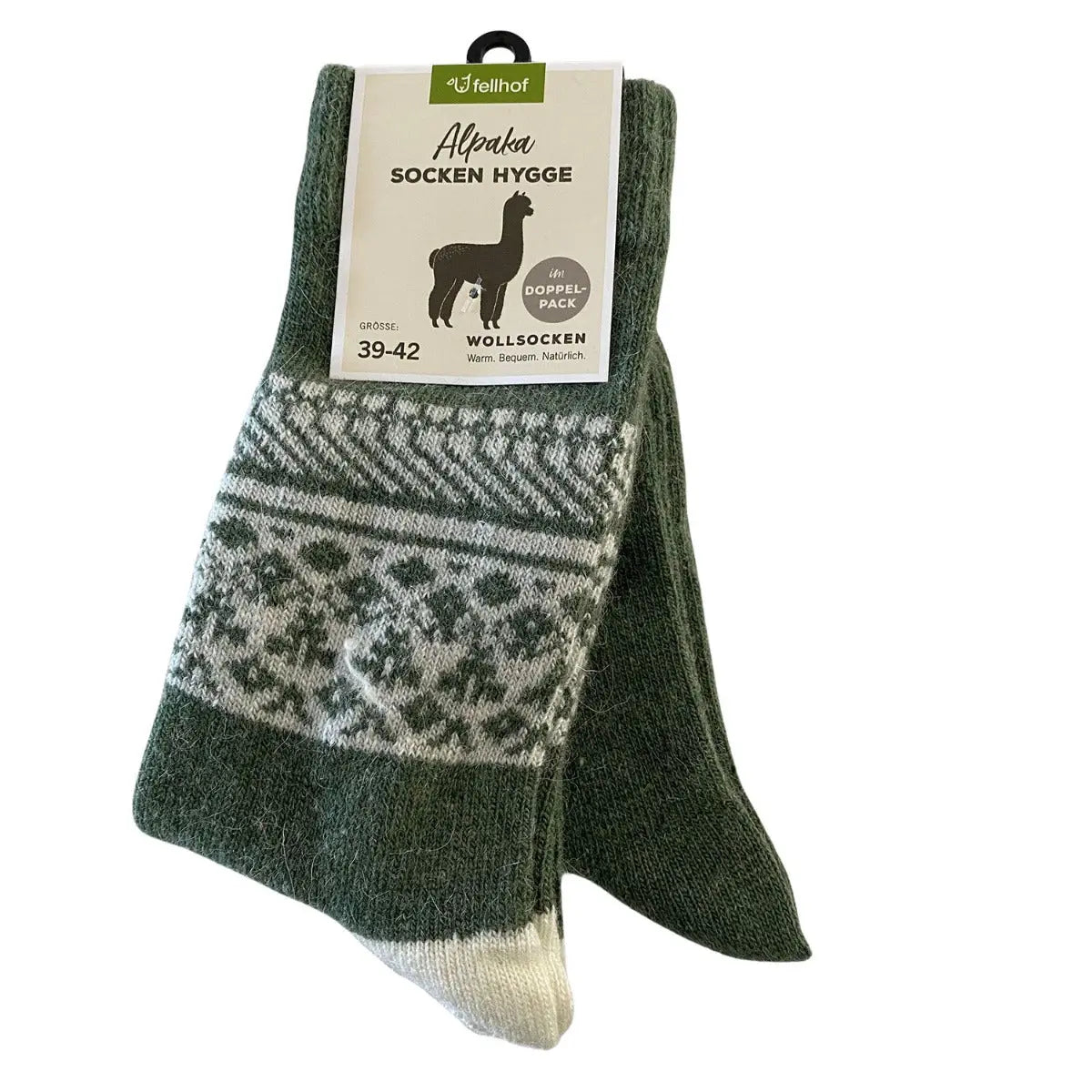 2 paires de chaussettes en laine/alpaga Adultes Fellhof - Vert - Lilinappy