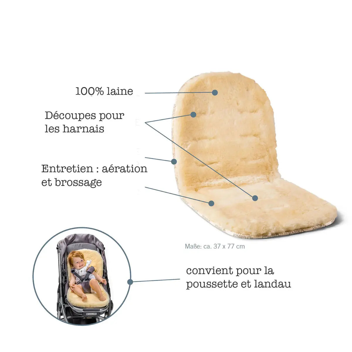 Peau d’agneau pour poussette et landau Fellhof - Gris