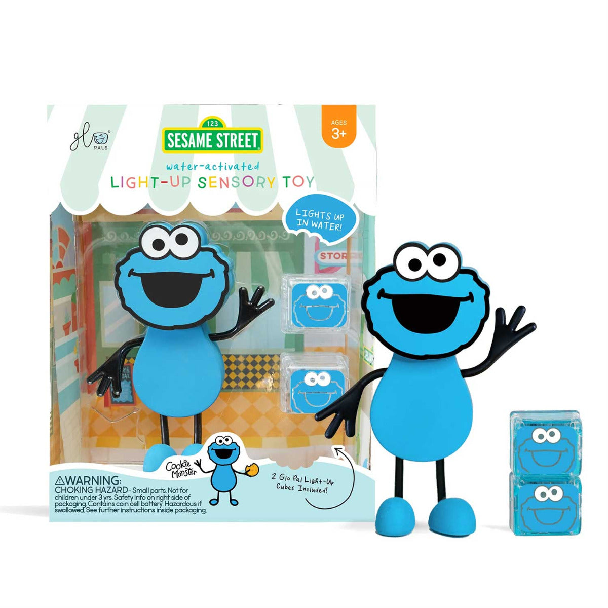 Jouets sensoriels lumineux pour le bain Glo Pals - Cookie monster