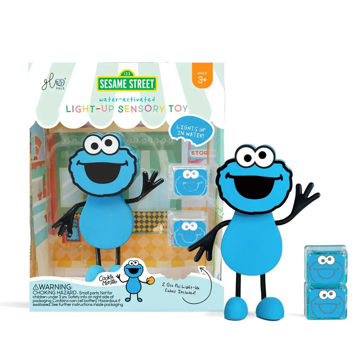 Jouets sensoriels lumineux pour le bain Glo Pals - Cookie monster