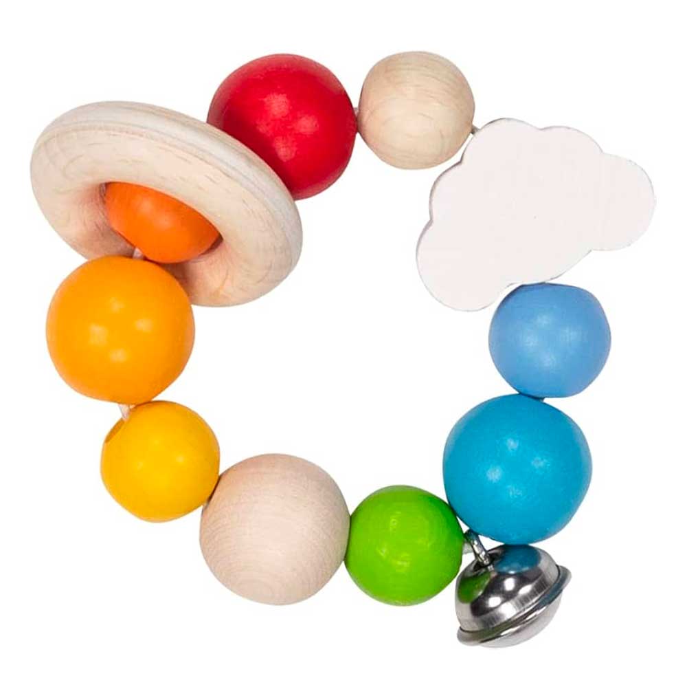 Hochet Flexible en bois Goki - Arc-en-ciel & Nuage