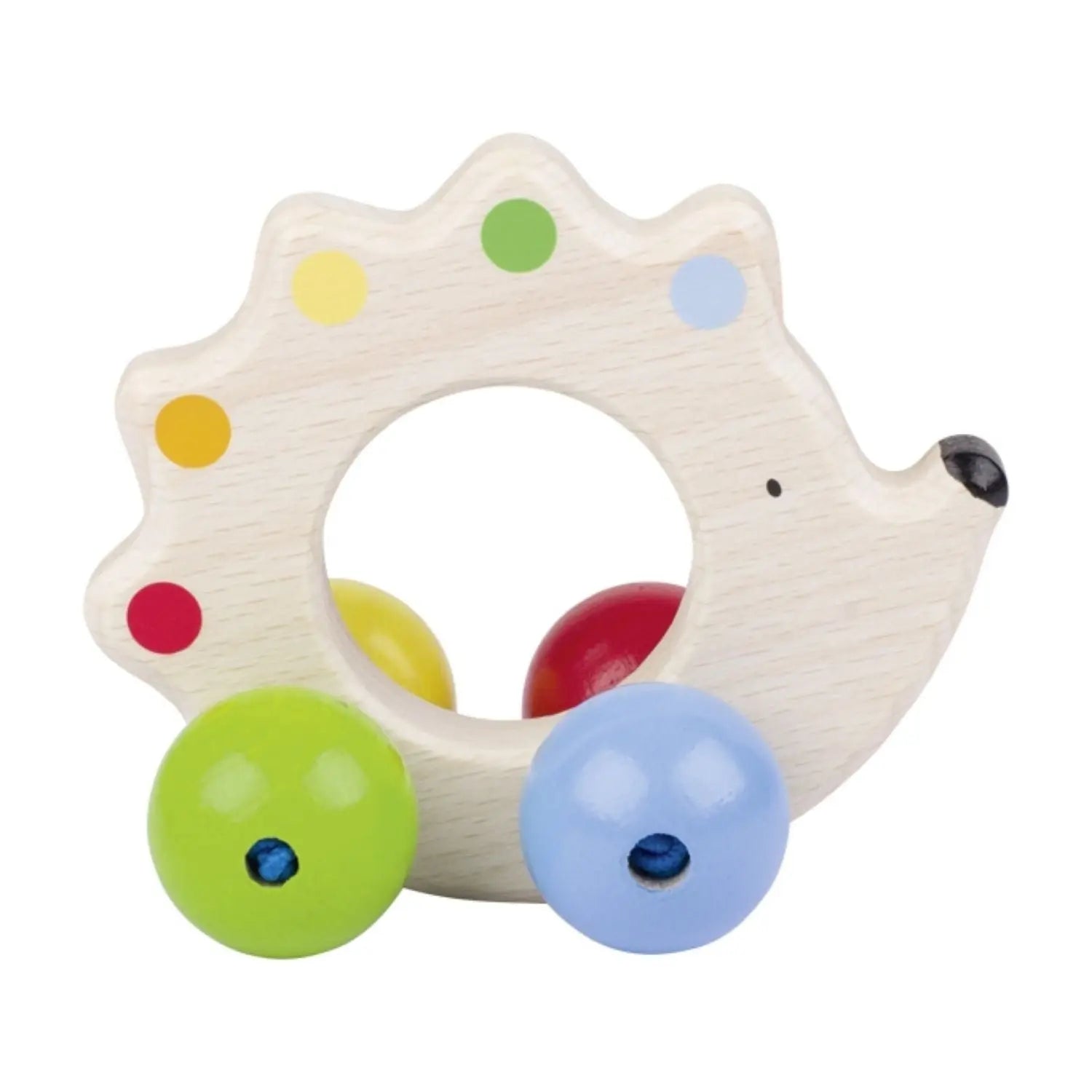 Hochet en bois bébé Goki hérisson avec perles