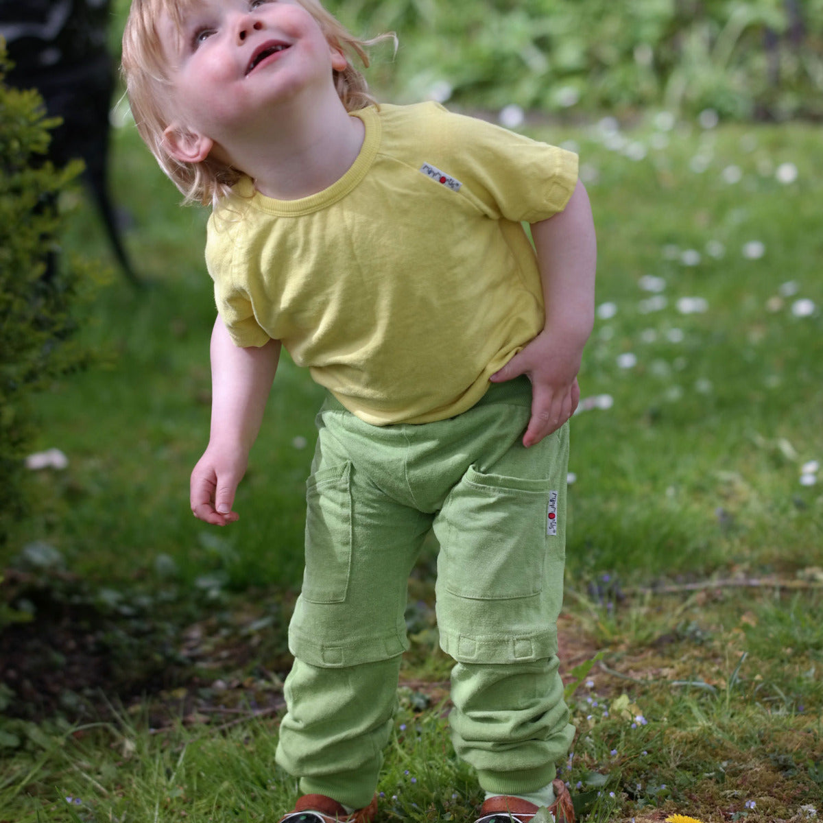 Pantalon évolutif ManyMonths en chanvre et coton bio - Banana Palm - Lilinappy