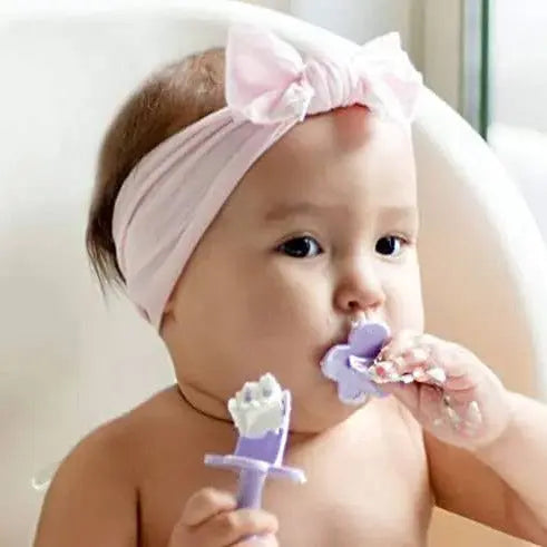 Couverts bébé ergonomiques d’apprentissage Grabease - Lilas - Lilinappy