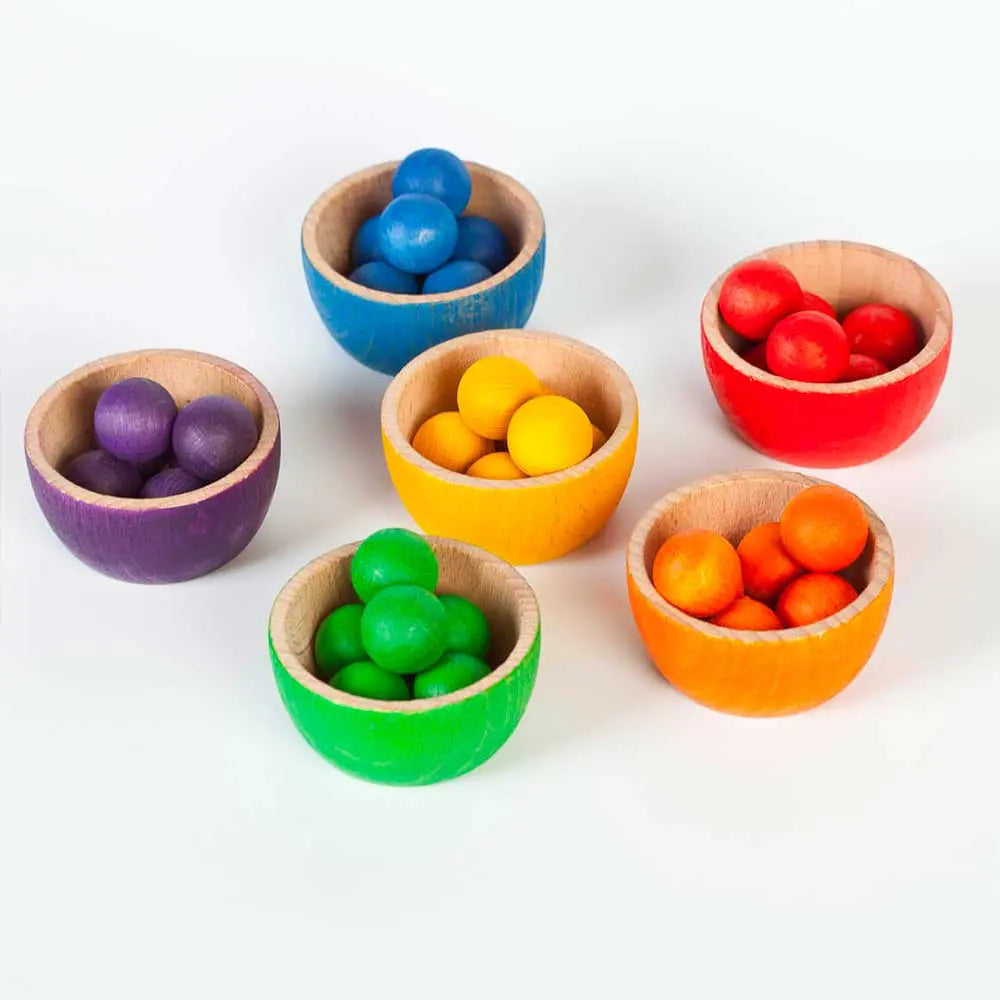 6 bols et 36 billes multicolores Grapat