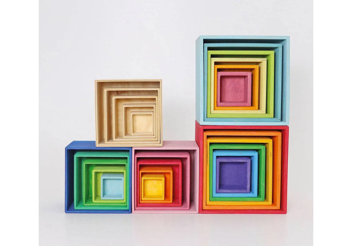 Cube à empiler en bois Grimm's - Bleu Grimms