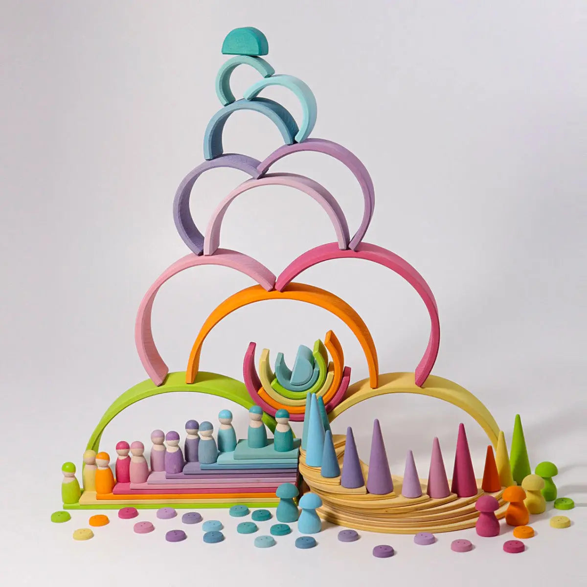 Grand Arc en ciel en bois Pastel Grimm's - 12 pièces Grimms