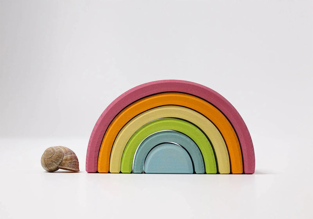 Moyen Arc en ciel en bois pastel Grimm's - 6 pièces Grimms