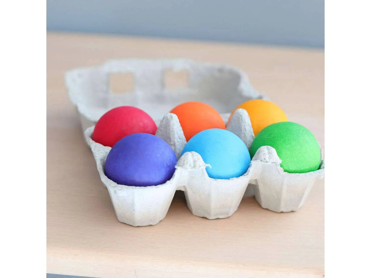 6 boules en bois arc-en-ciel Grimm's