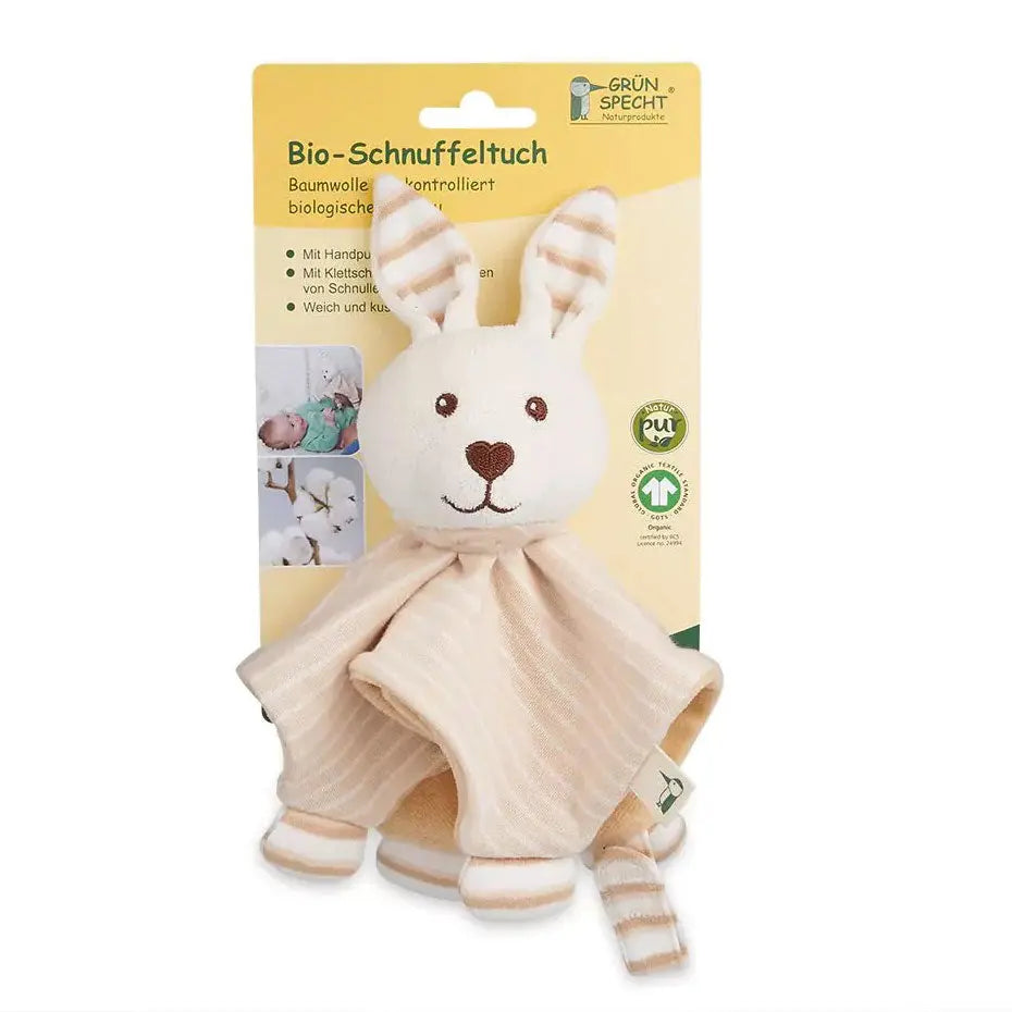 Doudou lapin en coton bio GOTS – Grünspecht