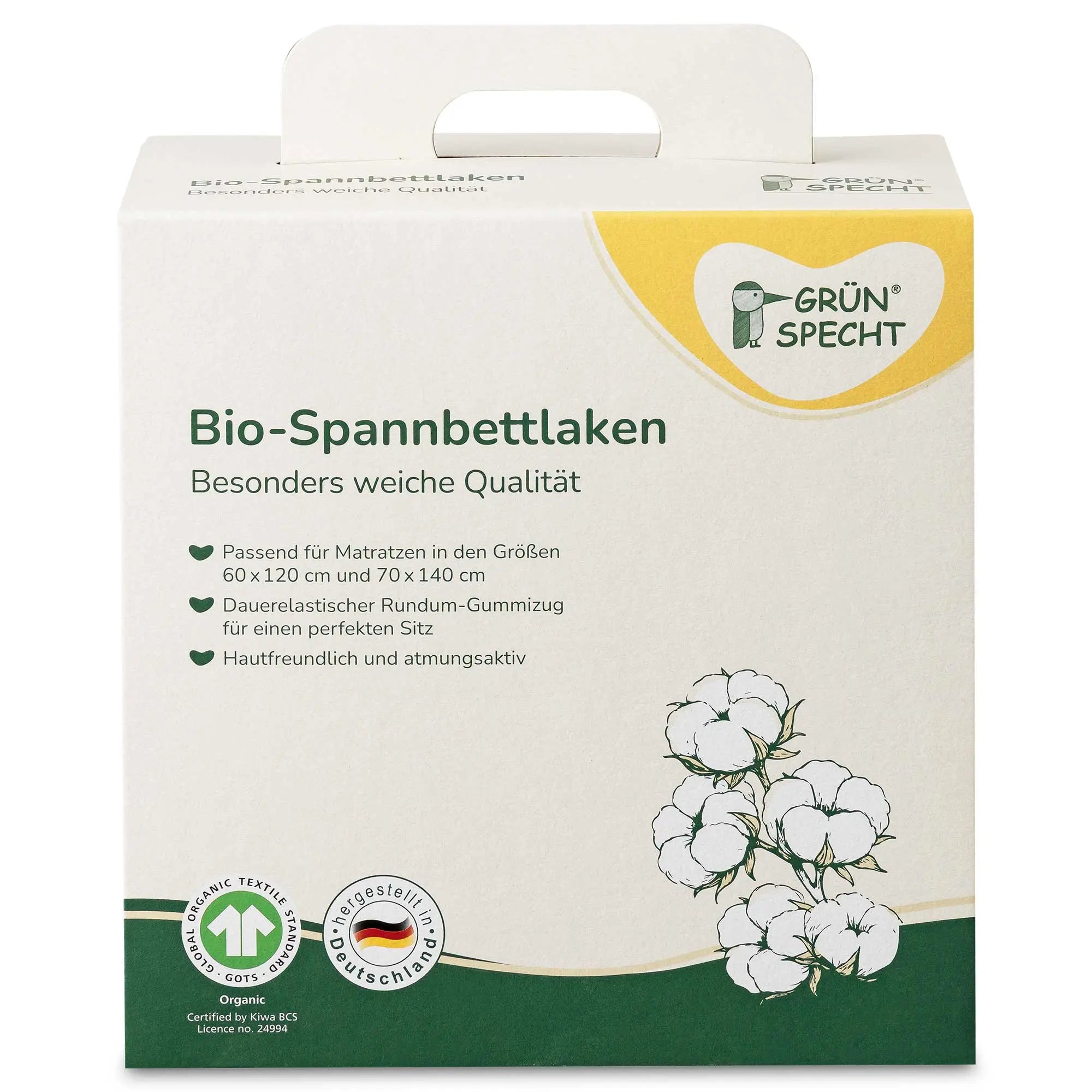 Drap-housse bébé en coton bio – Grünspecht