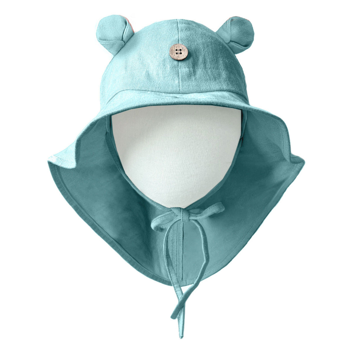 Chapeau de soleil ajustable ManyMonths avec oreilles d'ourson - Island Aqua - Lilinappy
