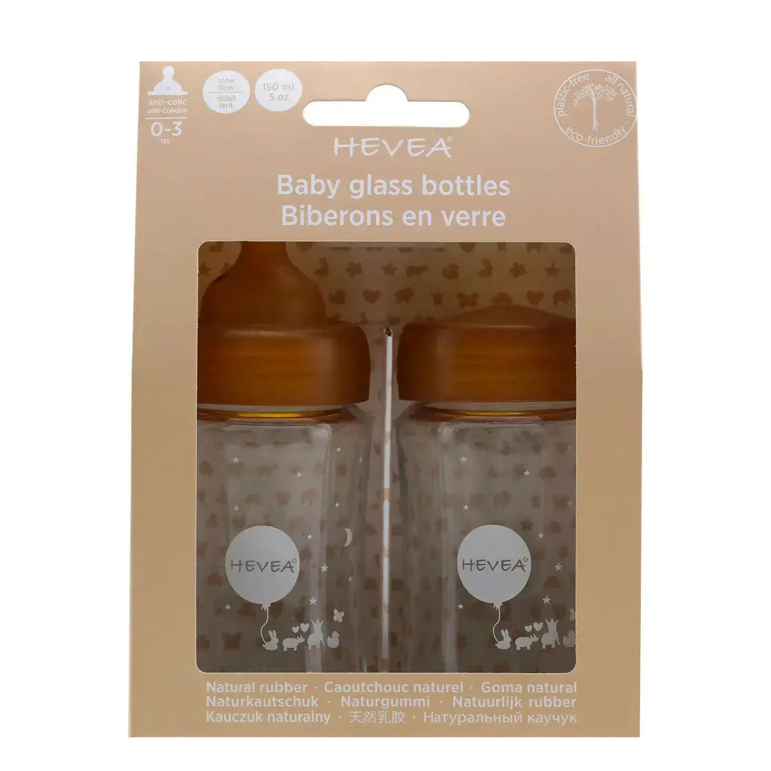 Lot de 2 biberons sans plastique HEVEA 150ml