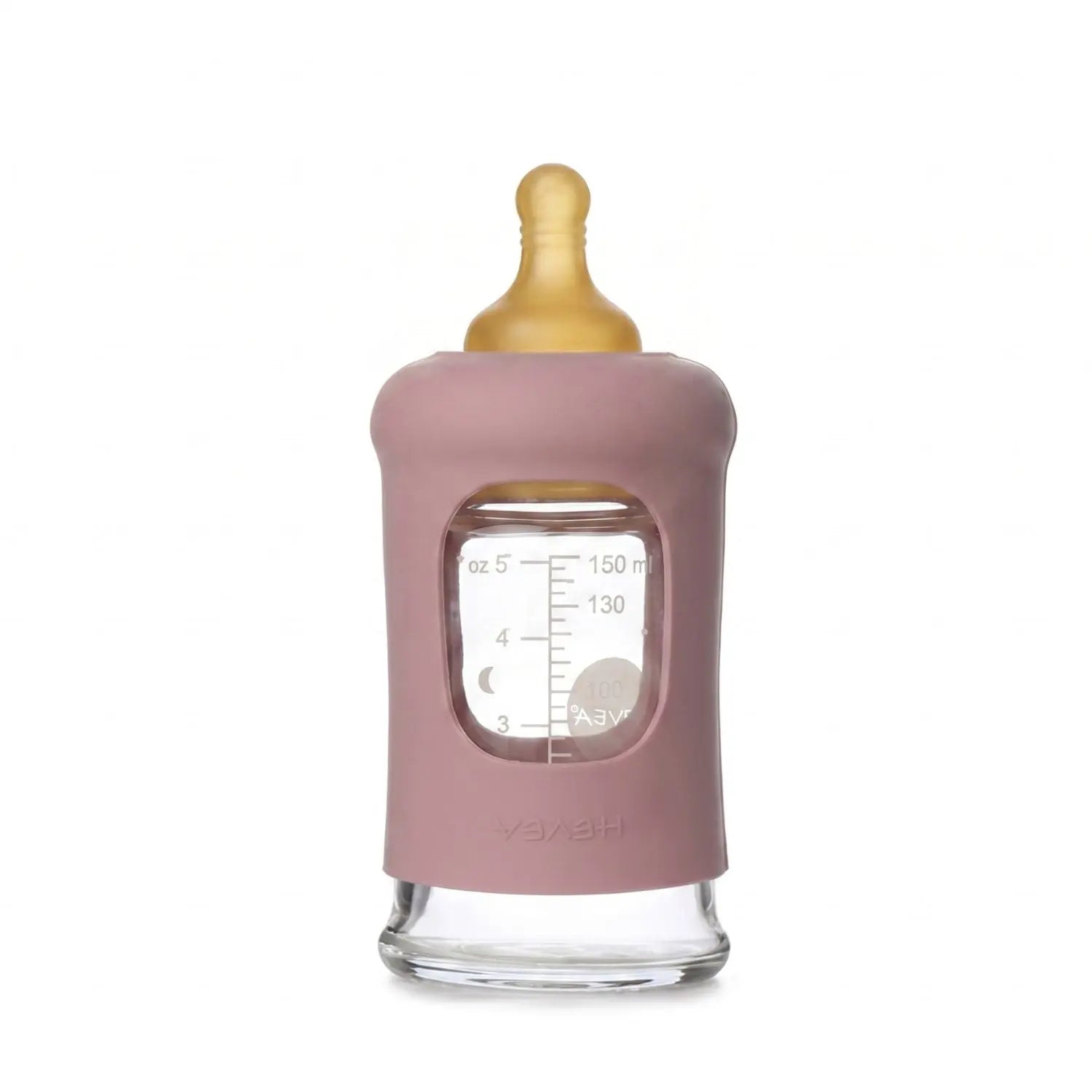 Biberon en verre à col large avec manchon Hevea 150ml - Rosewood