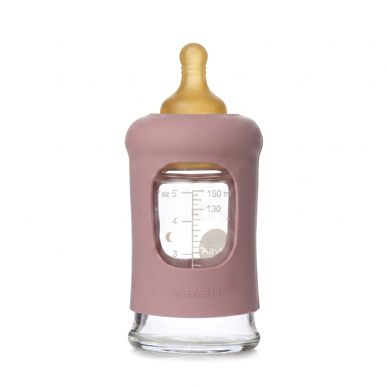 Biberon en verre à col large avec manchon Hevea 150ml - Rosewood