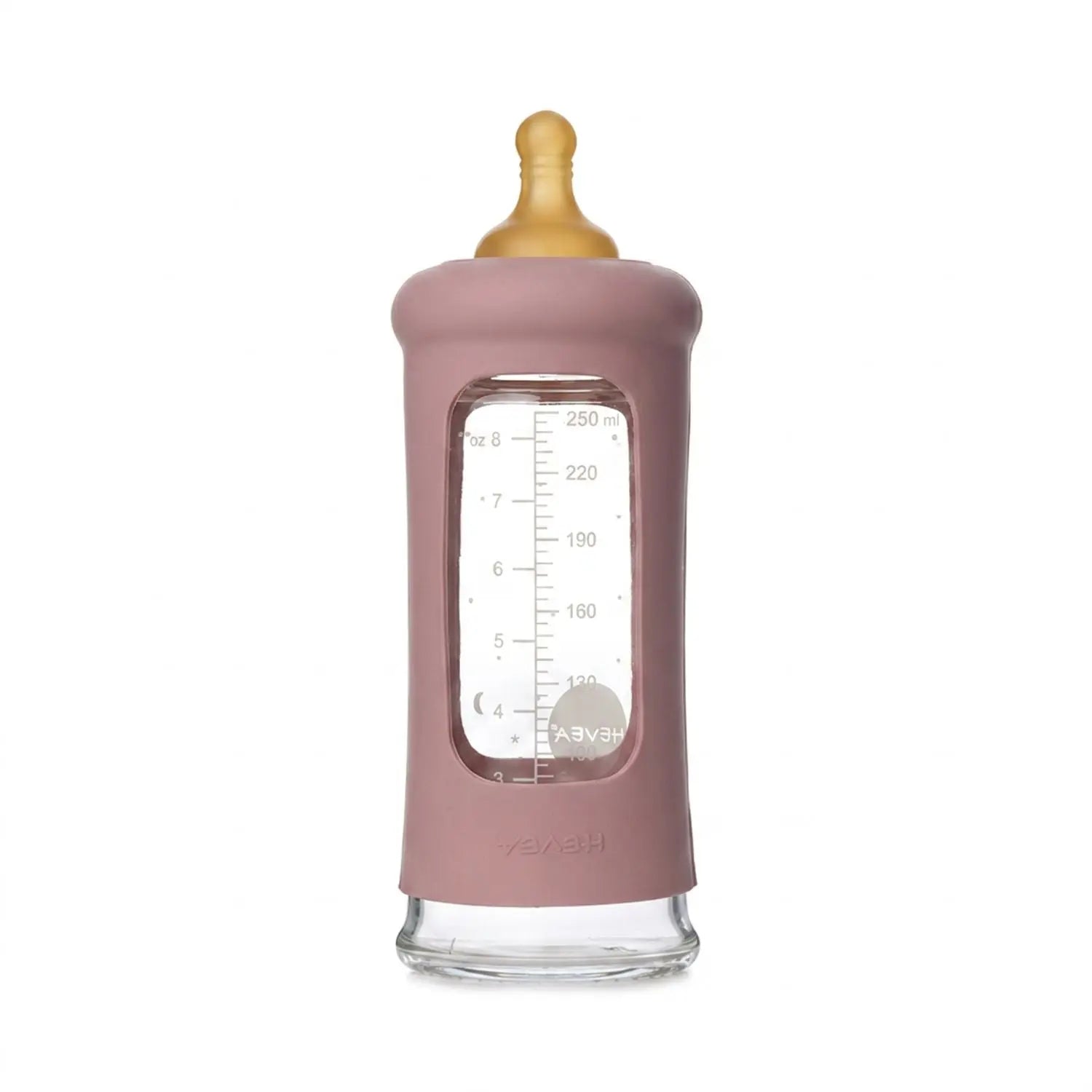 Biberon en verre à col large avec manchon Hevea 250ml - Rosewood