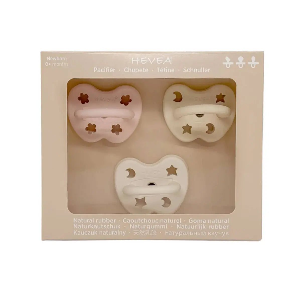 Coffret de tétines Hevea 0/3mois - Rose
