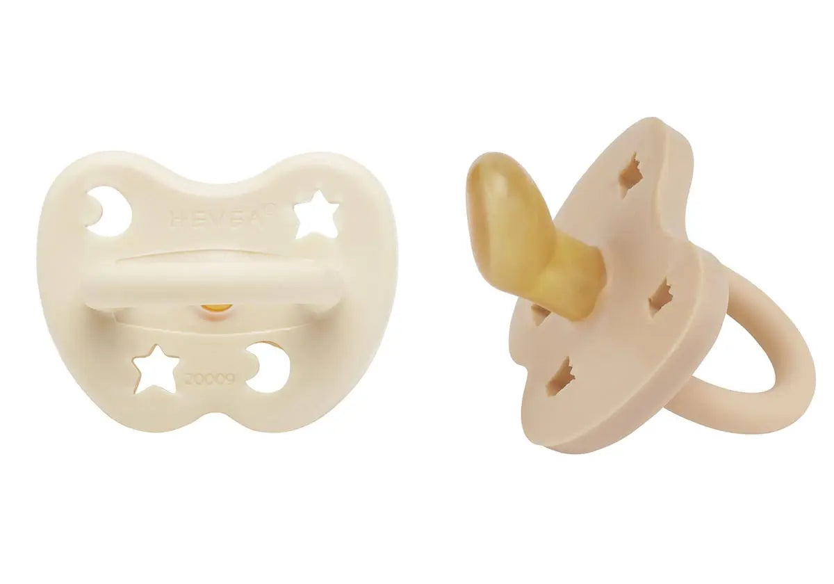 2 tétines en caoutchoauc naturel Hévéa - White et Sand 3/36 mois
