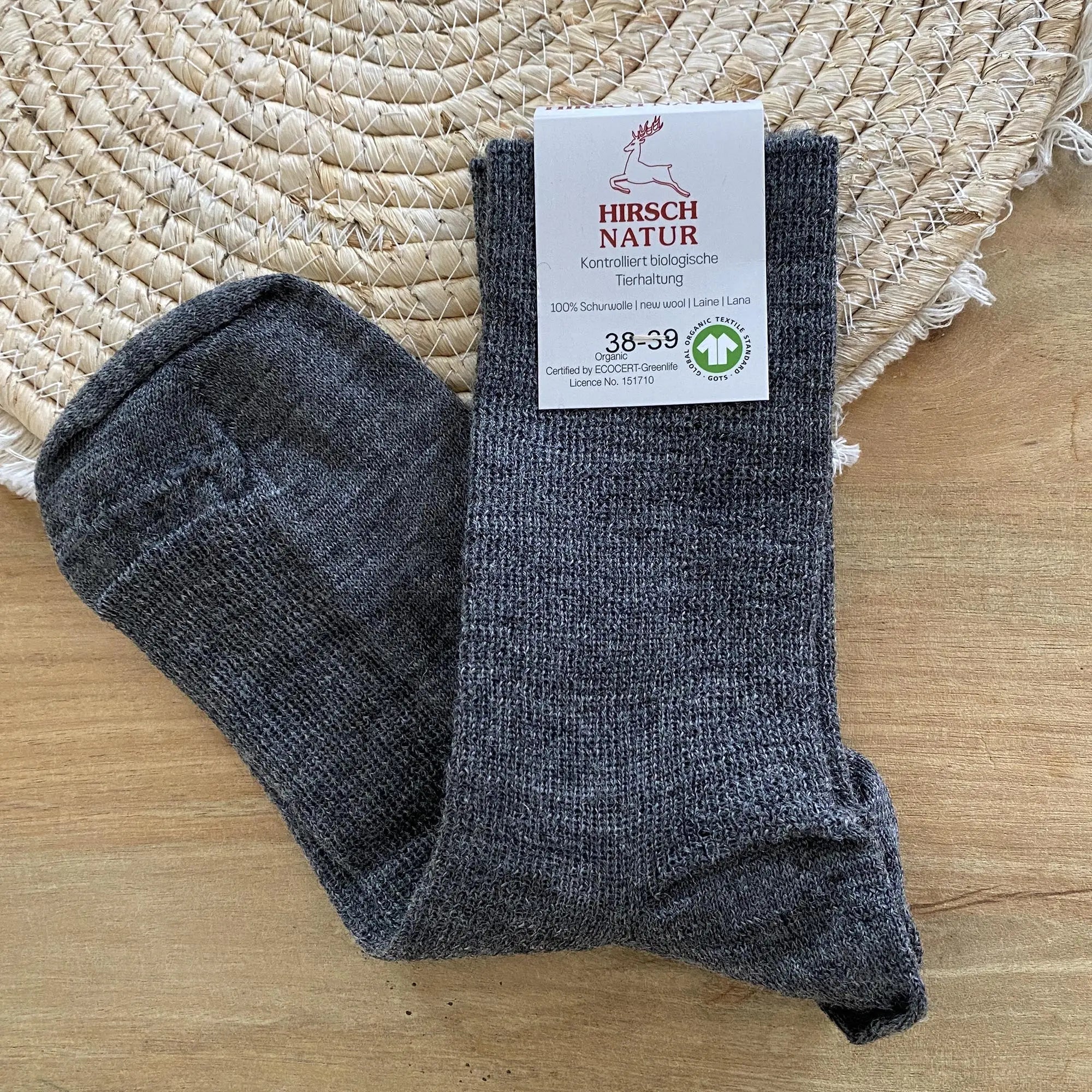 Chaussettes fines en laine Hirsch Natur Adulte