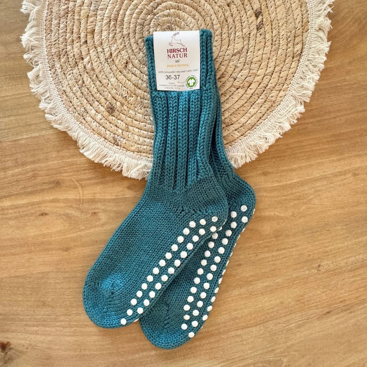 Chaussettes épaisses antidérapantes en laine bio Hirsch Natur Adulte