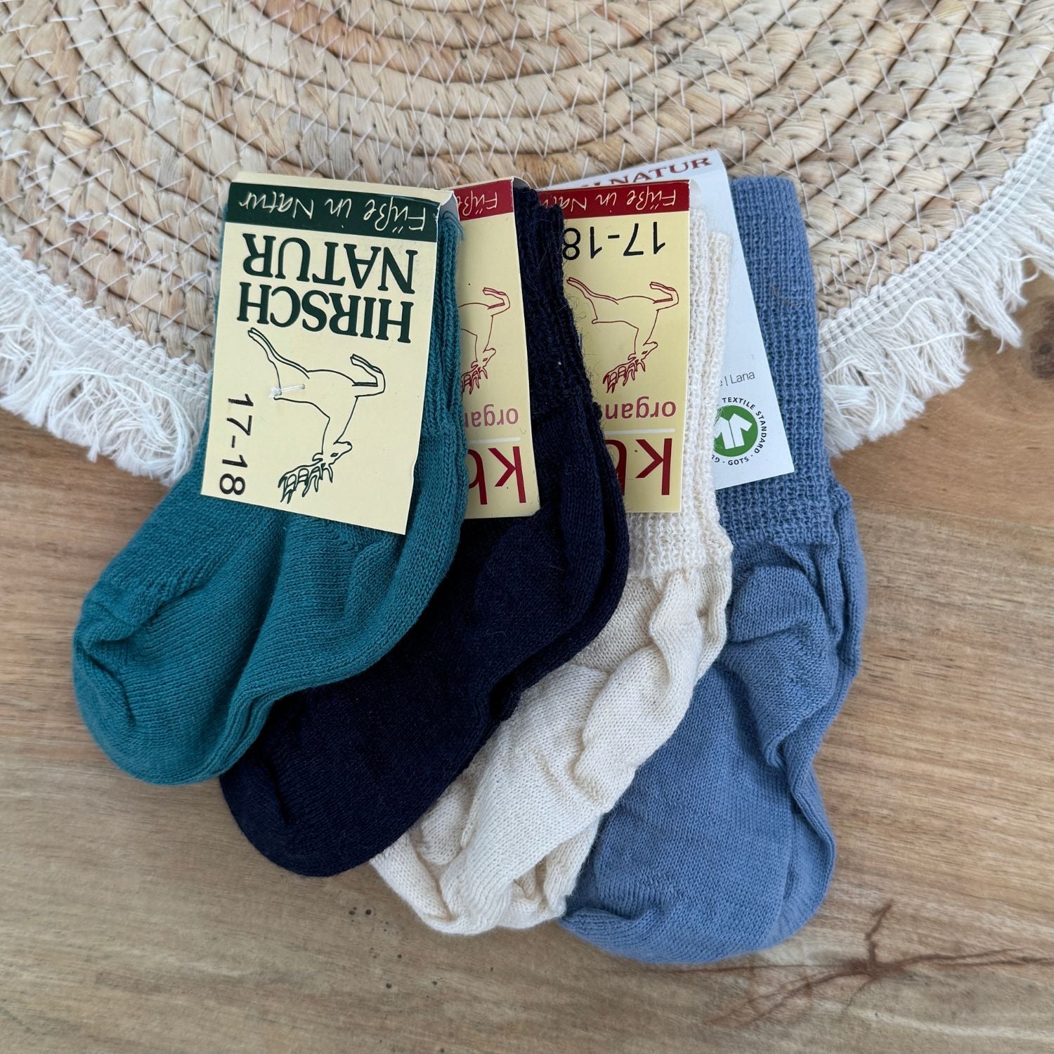Chaussettes fines en laine Hirsch Natur - Kids