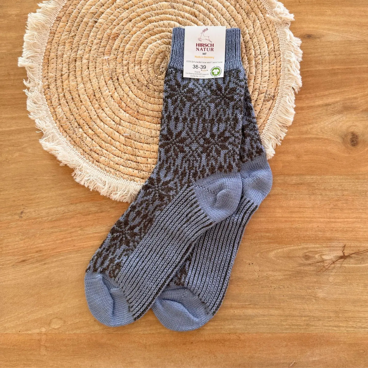 Chaussettes norvégiennes épaisses en laine Hirsch Natur Adulte
