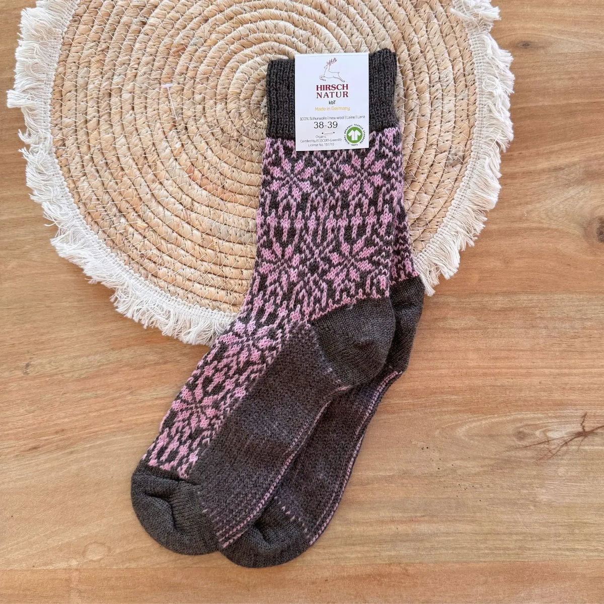 Chaussettes norvégiennes épaisses en laine Hirsch Natur Adulte