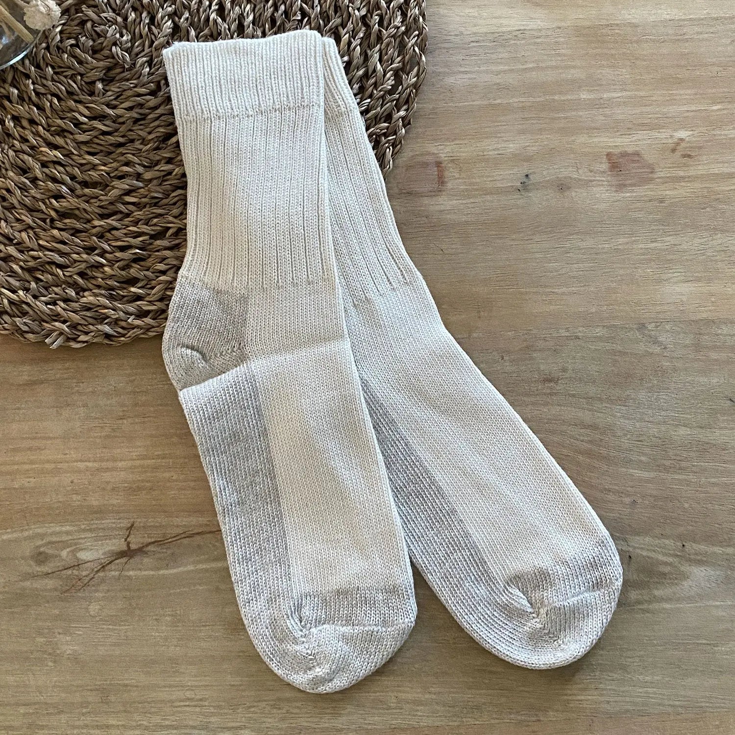 Chaussettes adultes laine, coton bio & lin Hirsch Natur - Naturel