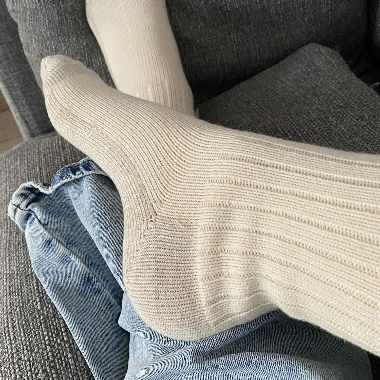 Chaussettes adultes laine, coton bio & lin Hirsch Natur - Beige/gris