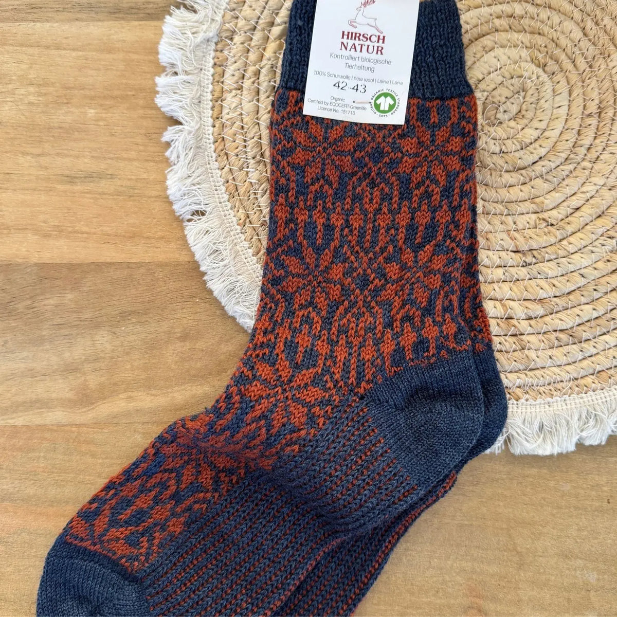 Chaussettes norvégiennes épaisses en laine Hirsch Natur Adulte